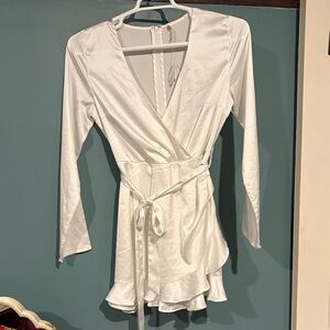 Altar'd State Cream Long Sleeve Wrap Dress